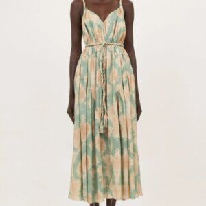 NWT Ulla Johnson Valentina Tie-dye Midi Dress in Calcite Green XS $490